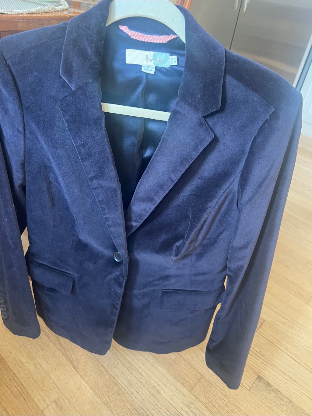 Boden Velvet Blazer In Deep Navy